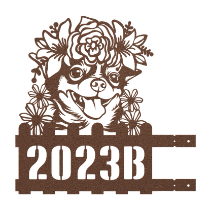 hihuahua metal address sign – Copper, Left tab