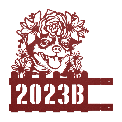 Chihuahua metal address sign – Red, Left tab