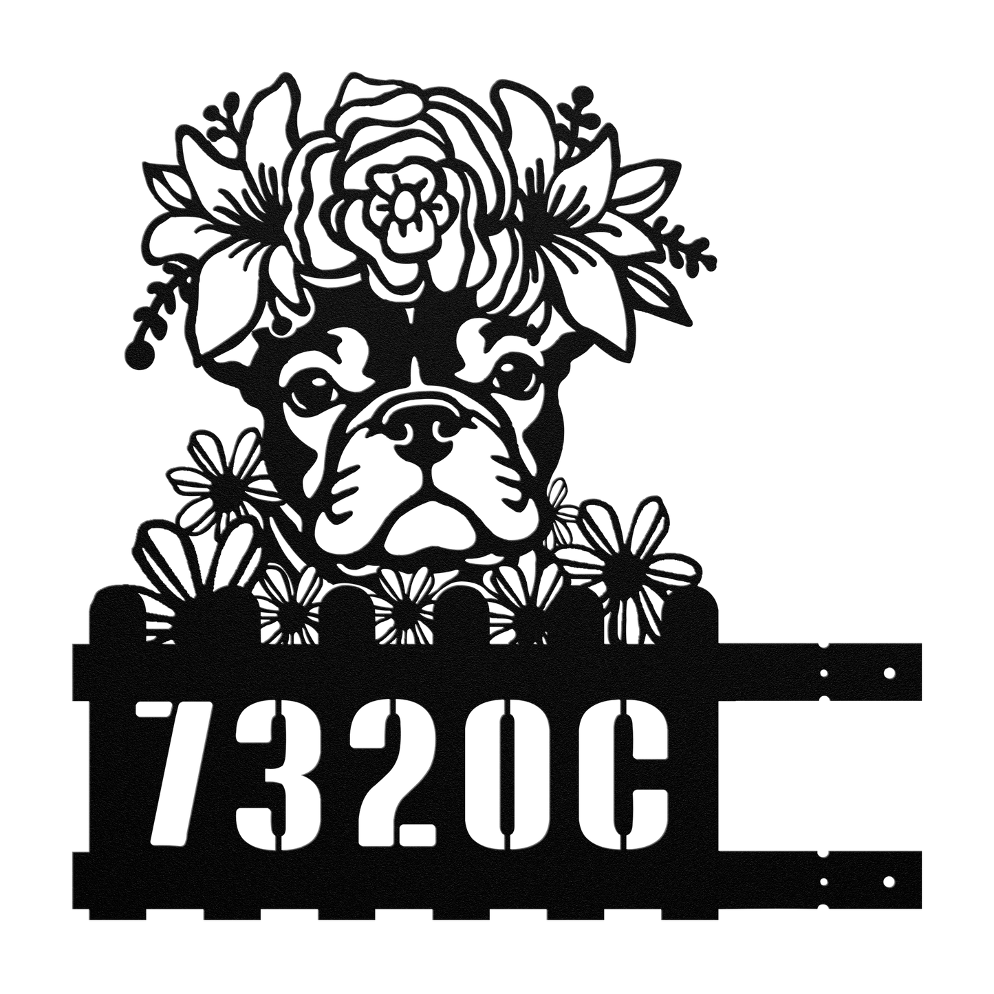 French Bulldog Custom Metal House Number Sign