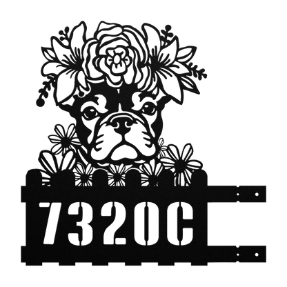 French Bulldog Custom Metal House Number Sign