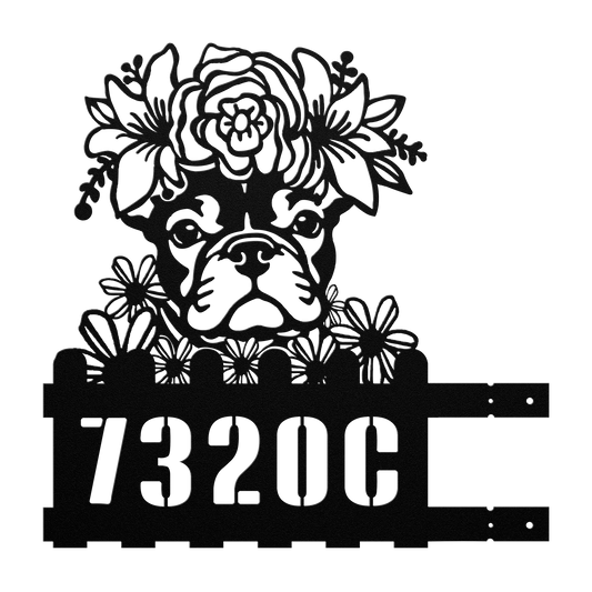 French Bulldog Custom Metal House Number Sign