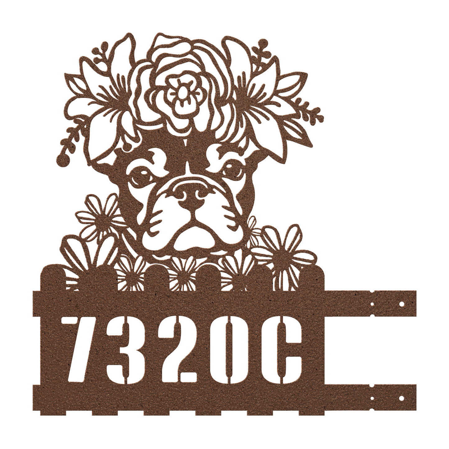 French Bulldog Custom Metal House Number Sign