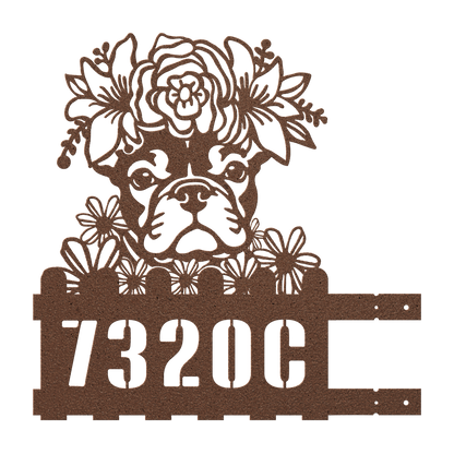 French Bulldog Custom Metal House Number Sign