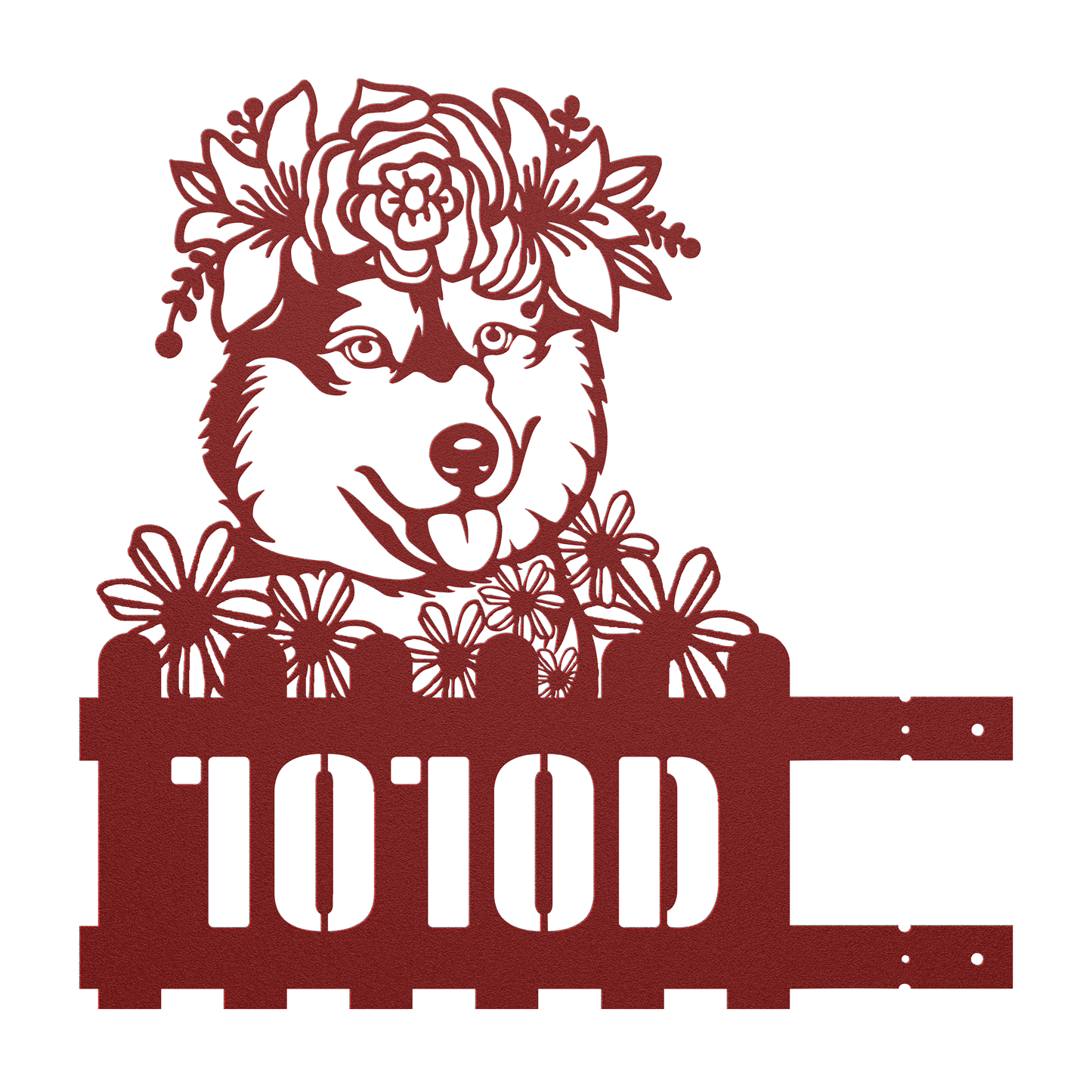 Decorative design of a husky with flowers with custom text