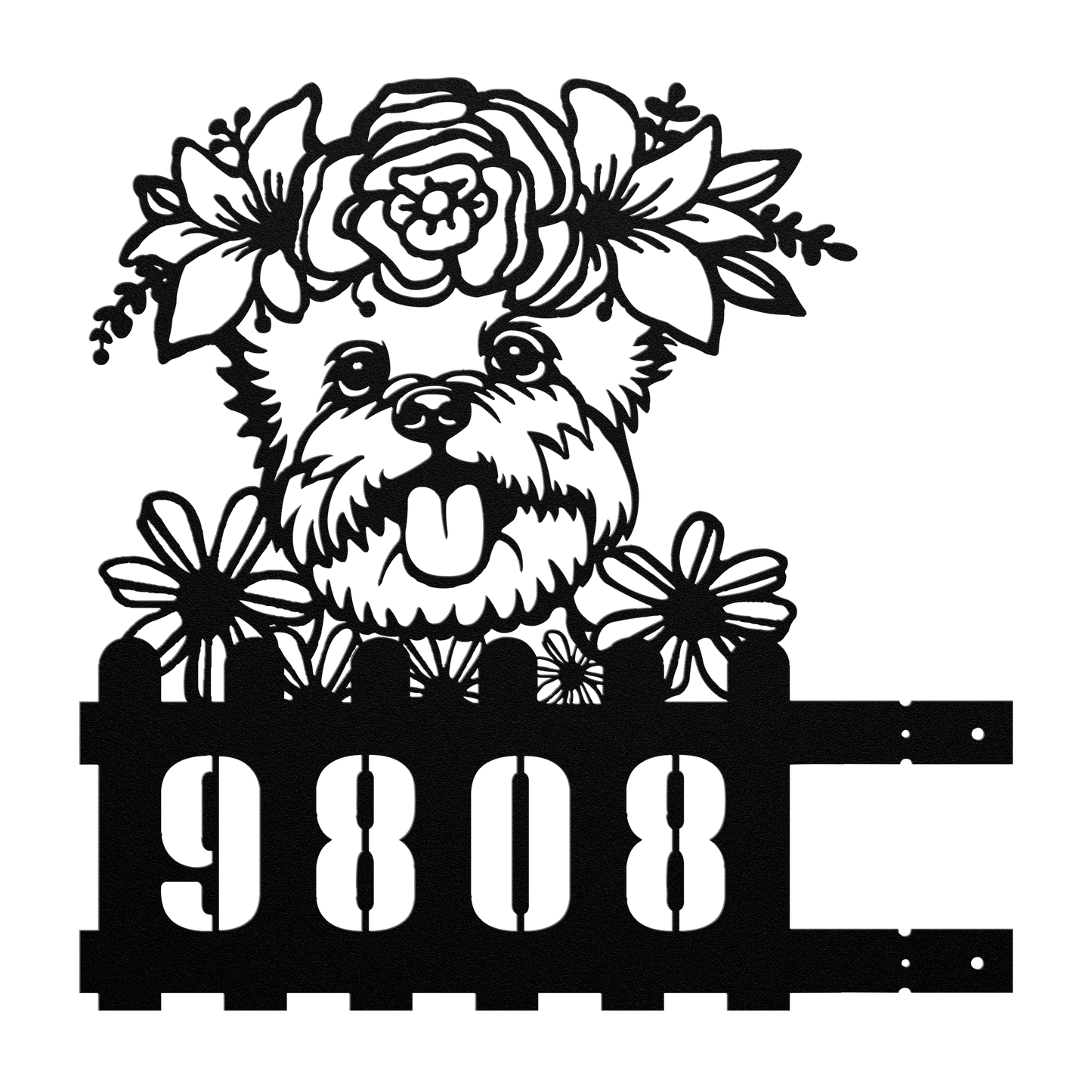 Yorkie Custom Metal House Number Sign