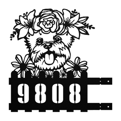 Yorkie Custom Metal House Number Sign
