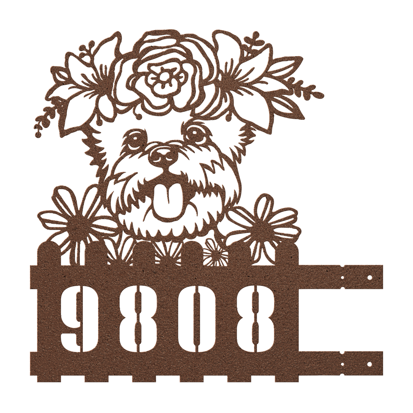 Yorkie Custom Metal House Number Sign
