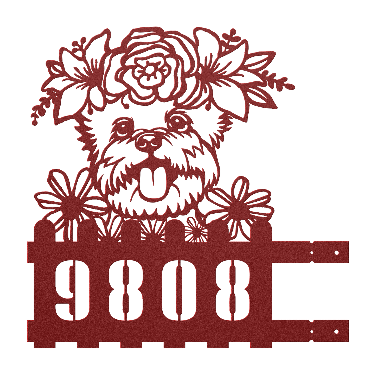 Yorkie Custom Metal House Number Sign