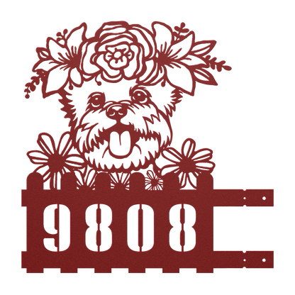 Yorkie Custom Metal House Number Sign