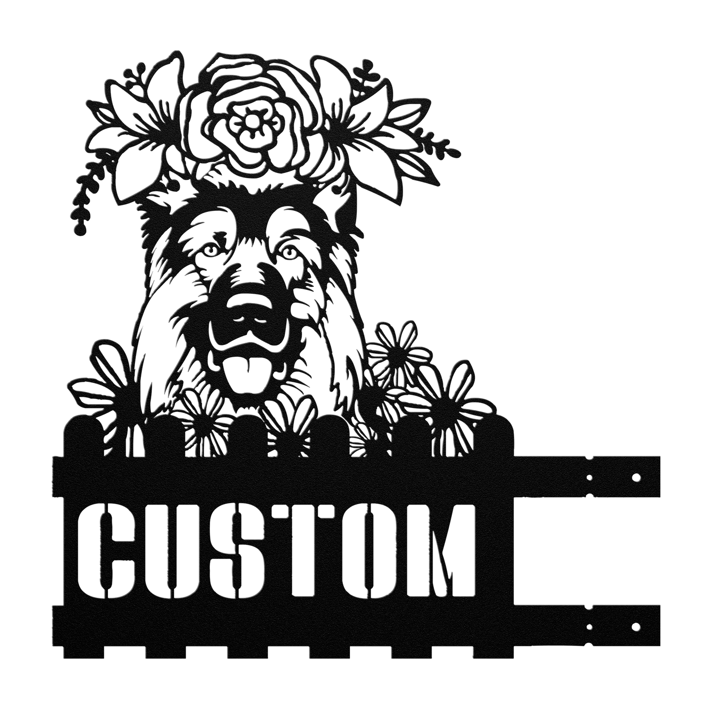 German Shepherd Custom Metal House Number Sign
