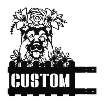 German Shepherd Custom Metal House Number Sign