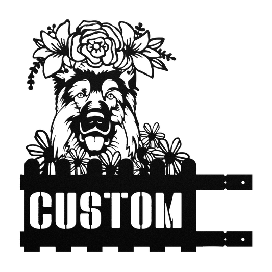German Shepherd Custom Metal House Number Sign