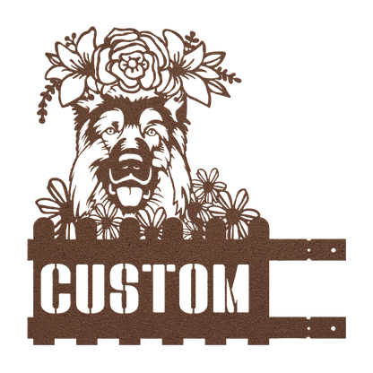 German Shepherd Custom Metal House Number Sign