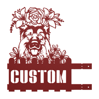German Shepherd Custom Metal House Number Sign