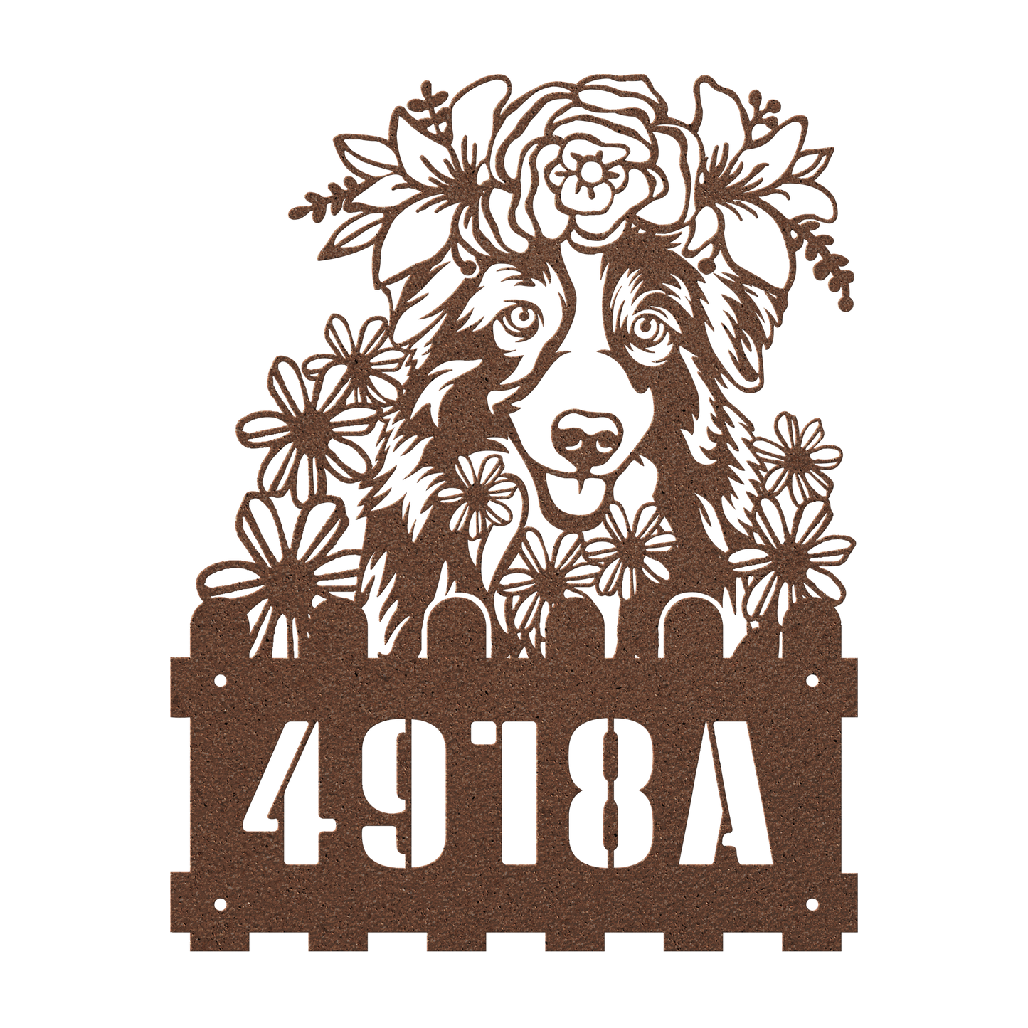 Australian Shepherd Custom Metal House Number Sign