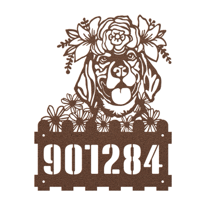 Beagle Custom Metal House Number Sign