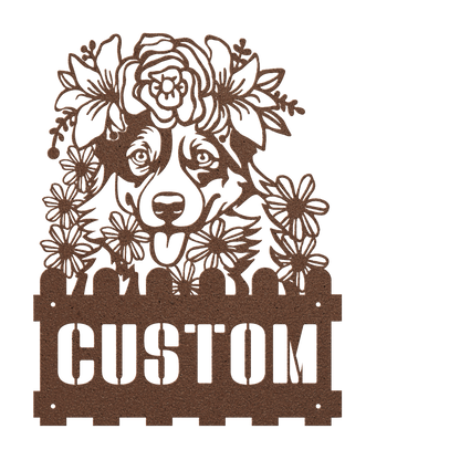 Corgi Custom Metal House Number Sign