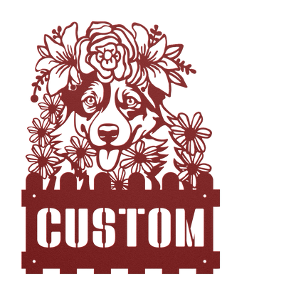 Corgi Custom Metal House Number Sign