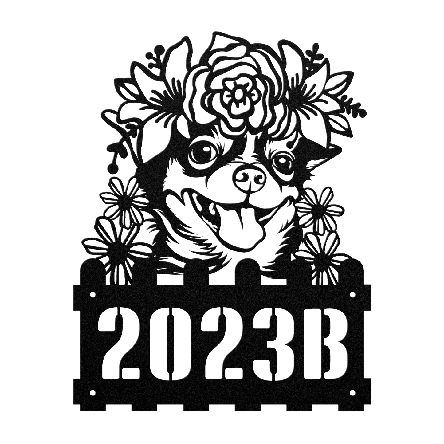 Chihuahua metal address sign – Black, No Tabs