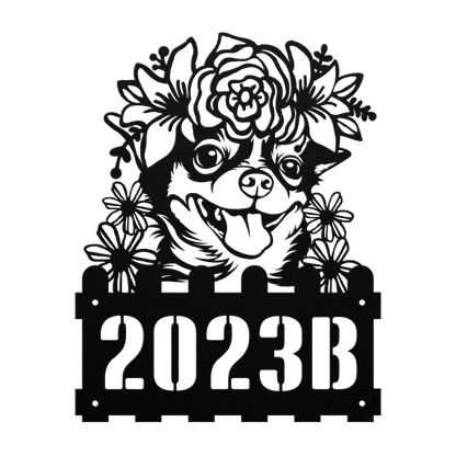 Chihuahua metal address sign – Black, No Tabs