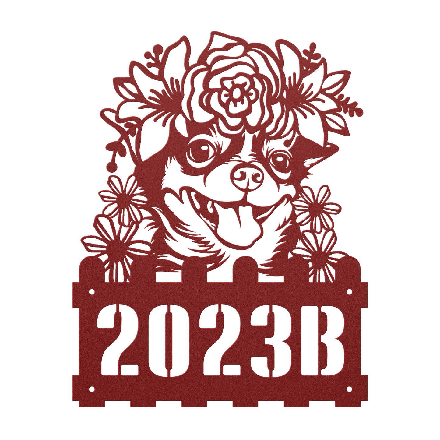 Chihuahua metal address sign – Red, No Tabs