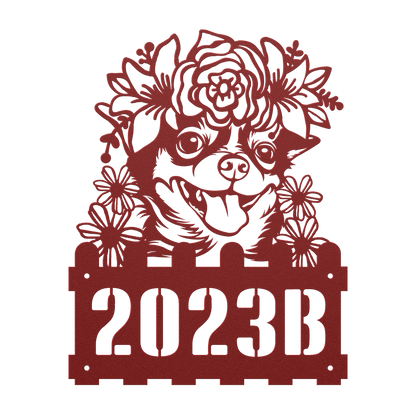 Chihuahua metal address sign – Red, No Tabs