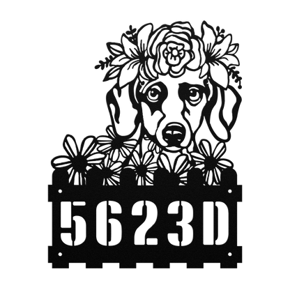 Dachshund Custom Metal House Number Sign