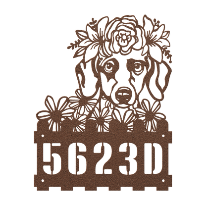 Dachshund Custom Metal House Number Sign