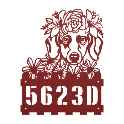 Dachshund Custom Metal House Number Sign