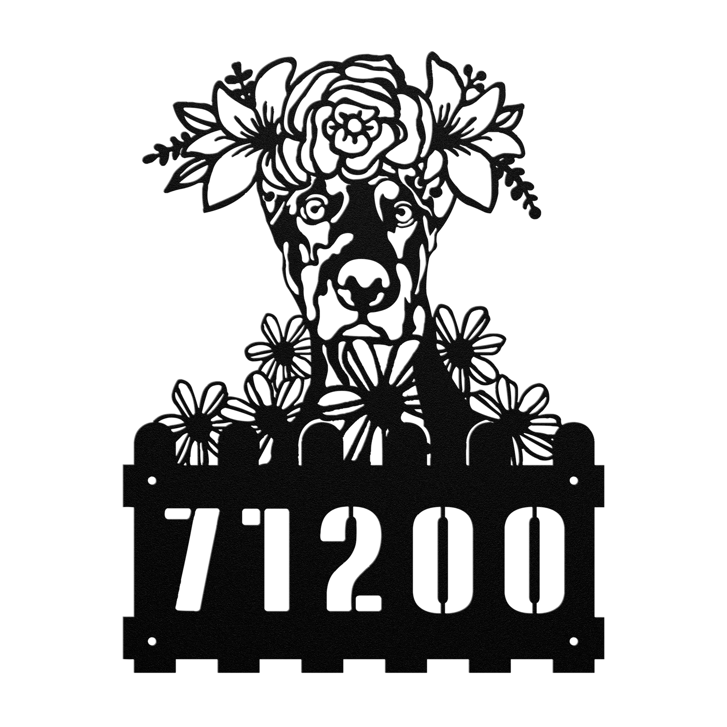 Doberman Custom Metal House Number Sign
