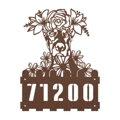 Doberman Custom Metal House Number Sign