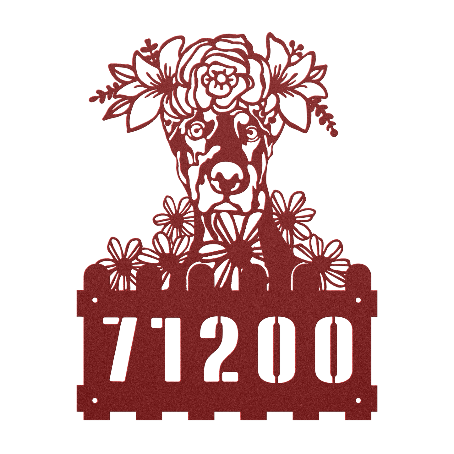 Doberman Custom Metal House Number Sign