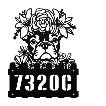 French Bulldog Custom Metal House Number Sign