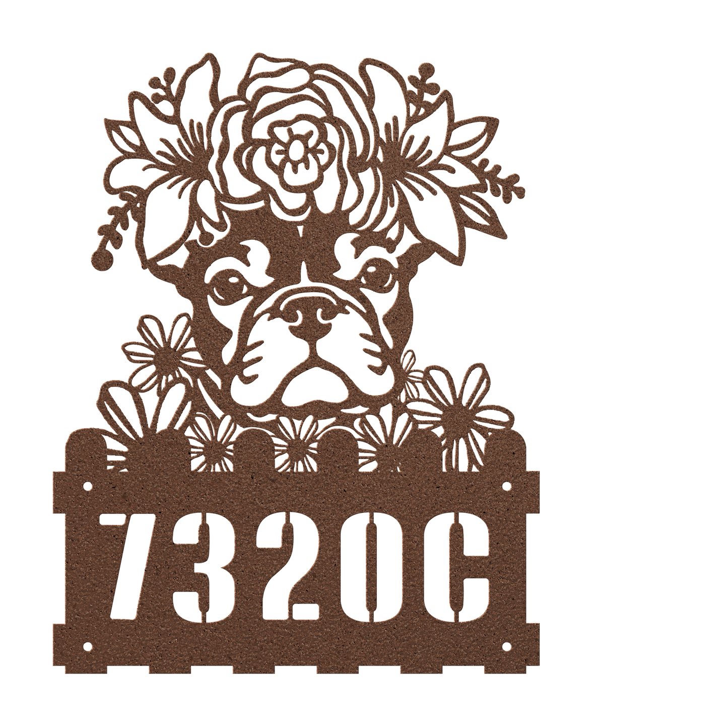 French Bulldog Custom Metal House Number Sign
