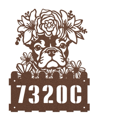 French Bulldog Custom Metal House Number Sign