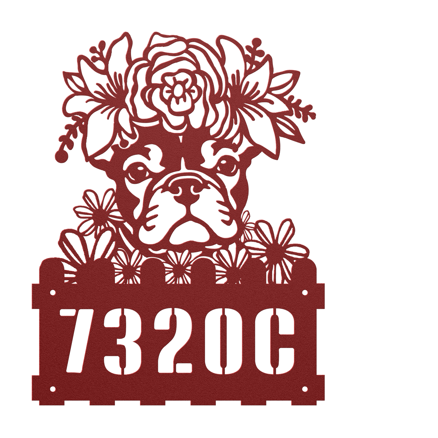 French Bulldog Custom Metal House Number Sign