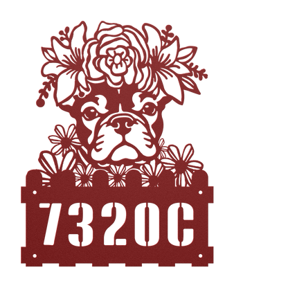 French Bulldog Custom Metal House Number Sign