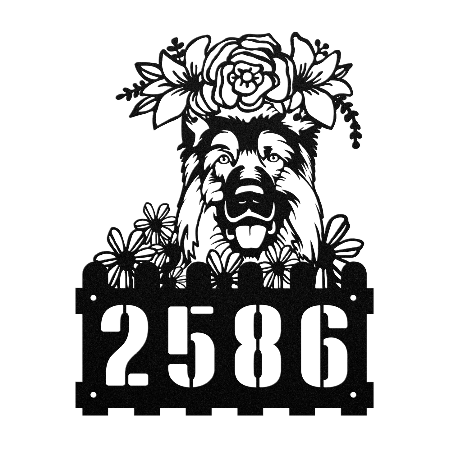 German Shepherd Custom Metal House Number Sign
