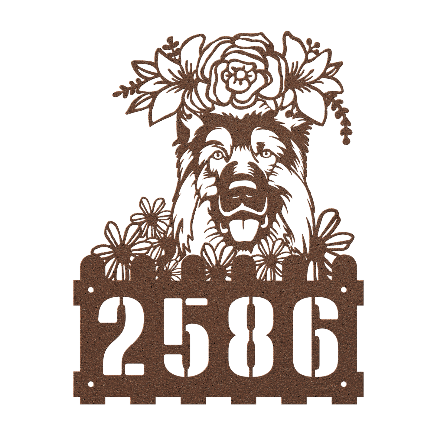 German Shepherd Custom Metal House Number Sign