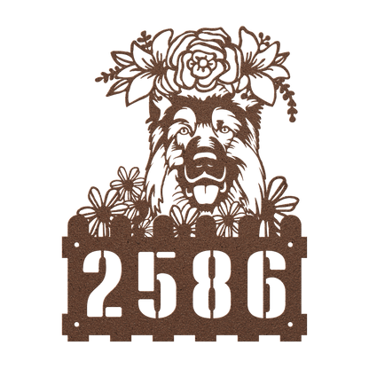 German Shepherd Custom Metal House Number Sign