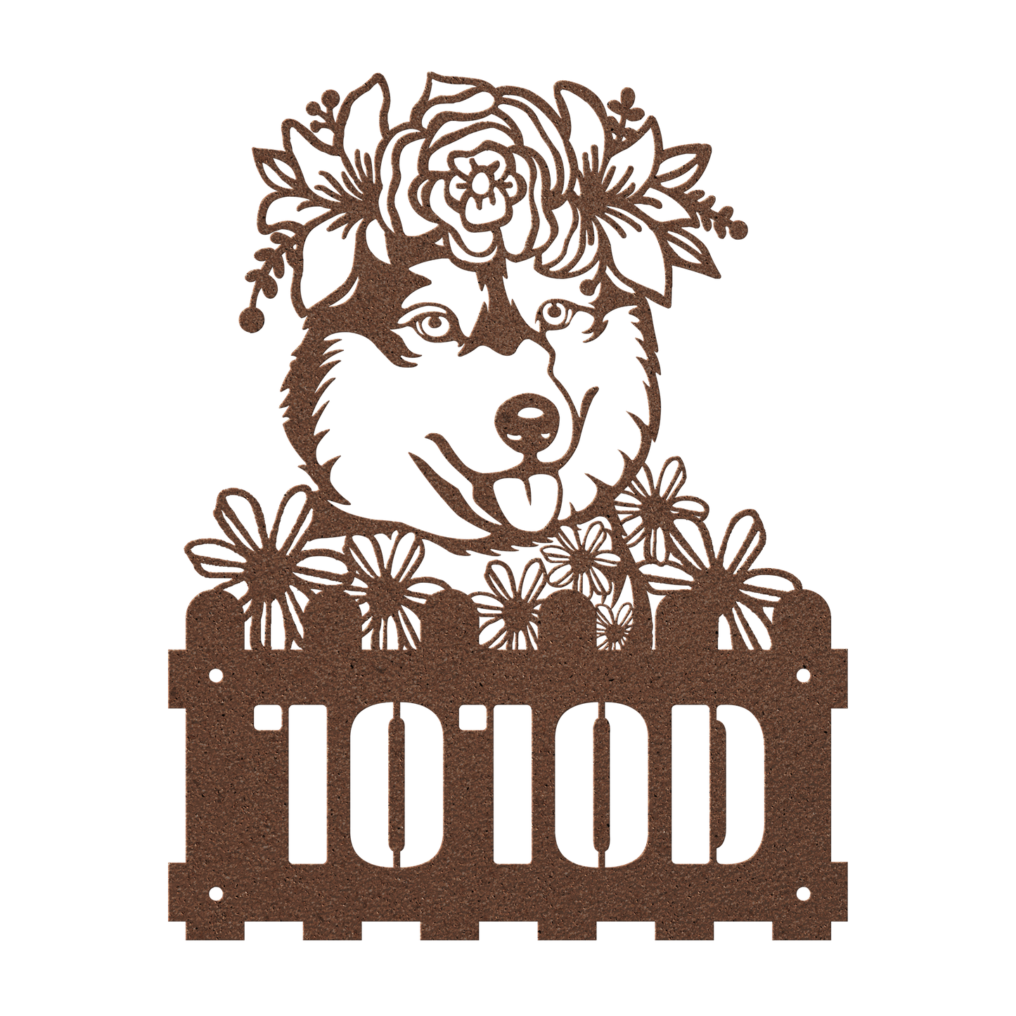Decorative design of a husky with flowers with custom text