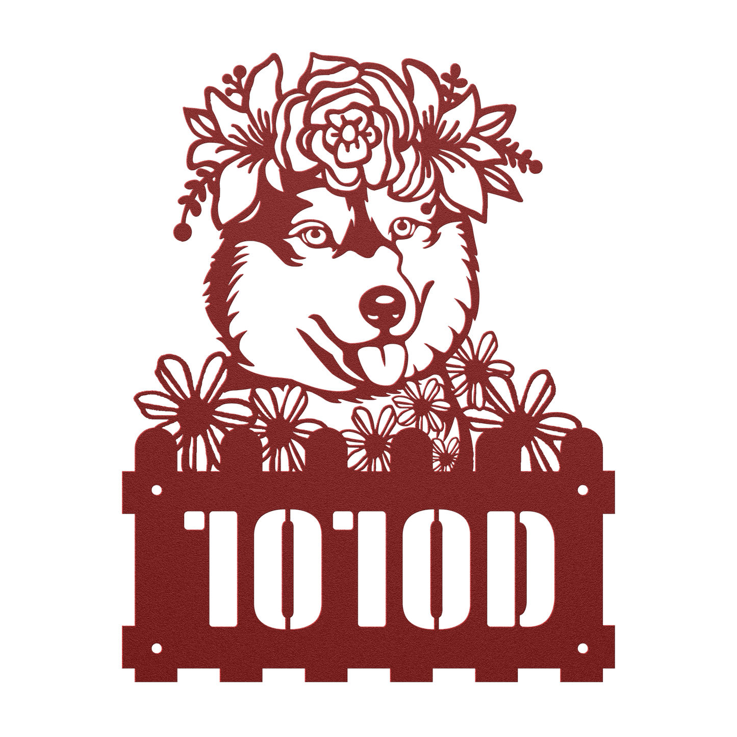 Decorative design of a husky with flowers with custom text
