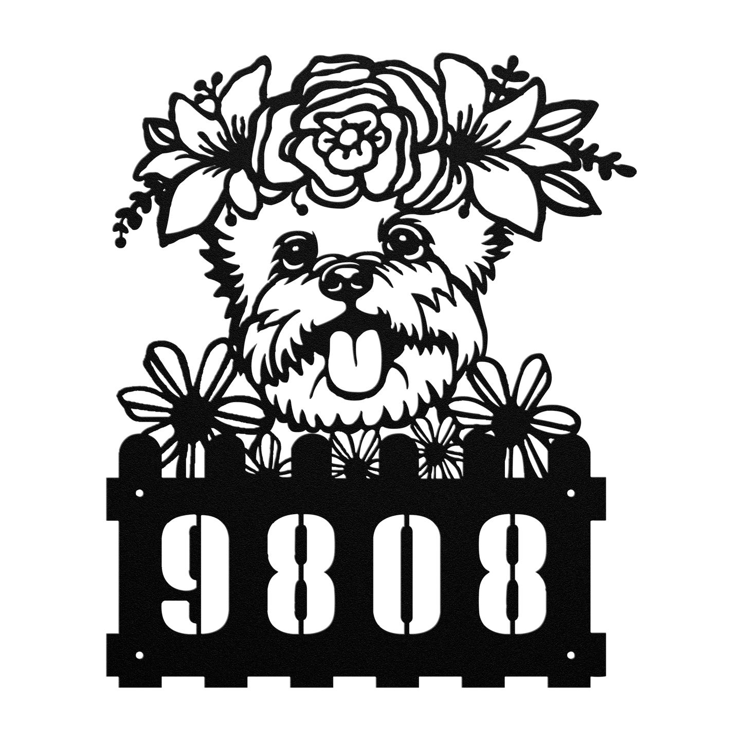 Yorkie Custom Metal House Number Sign