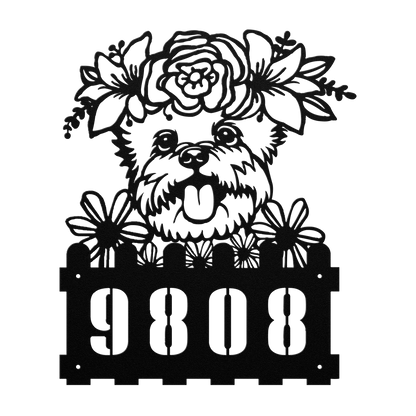 Yorkie Custom Metal House Number Sign