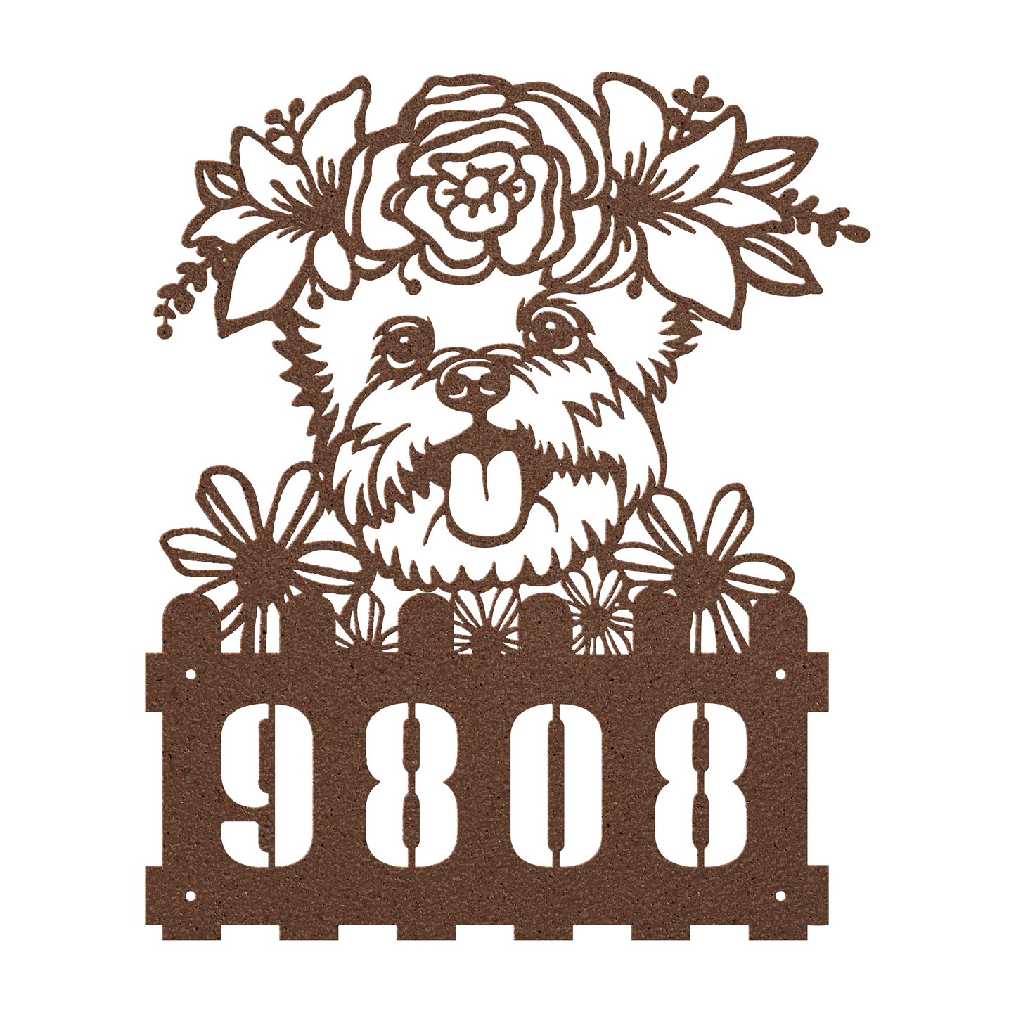 Yorkie Custom Metal House Number Sign