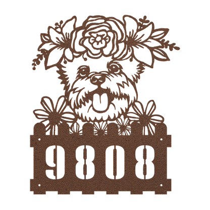 Yorkie Custom Metal House Number Sign