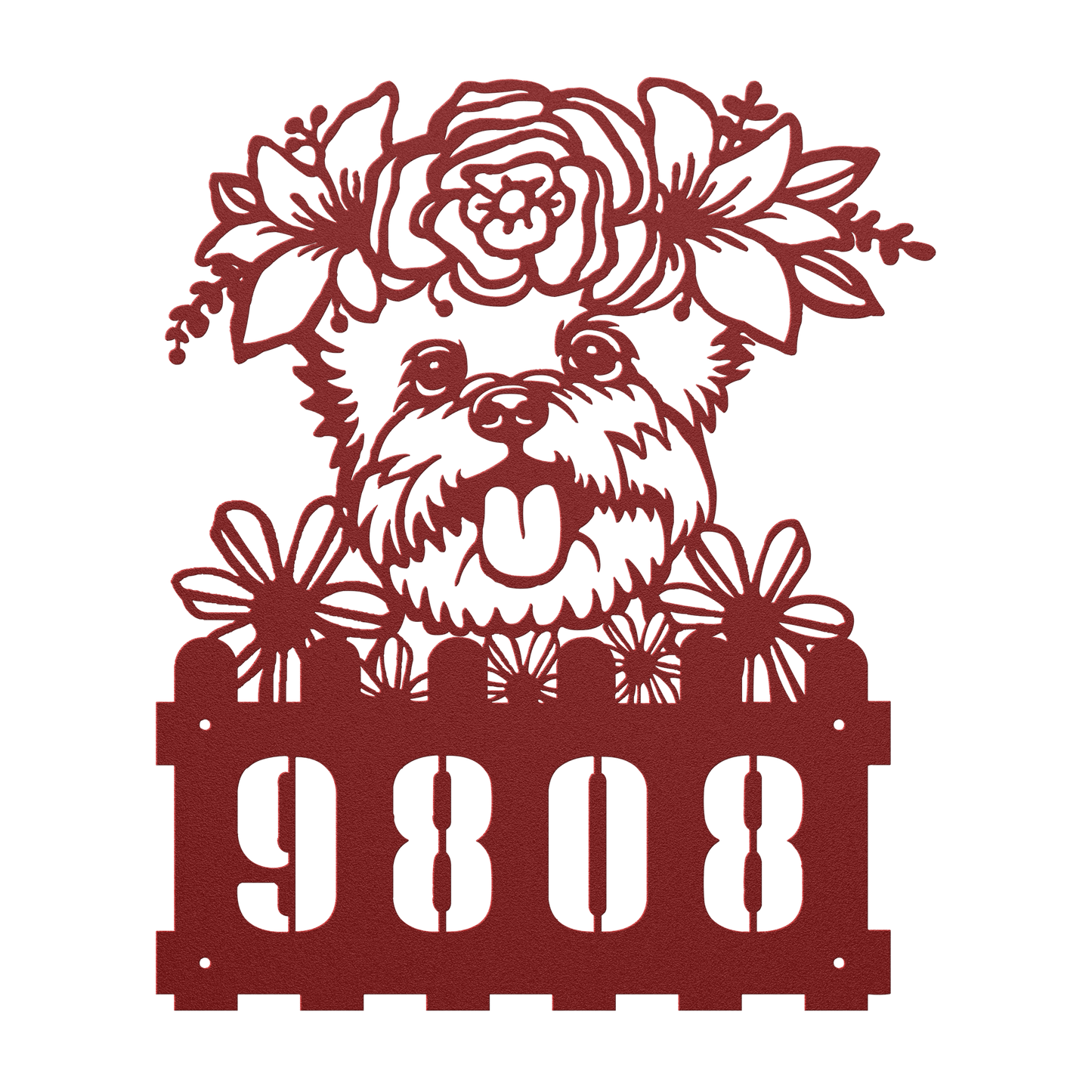 Yorkie Custom Metal House Number Sign