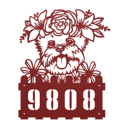 Yorkie Custom Metal House Number Sign