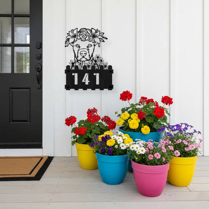 Pit Bull Custom Metal House Number Sign