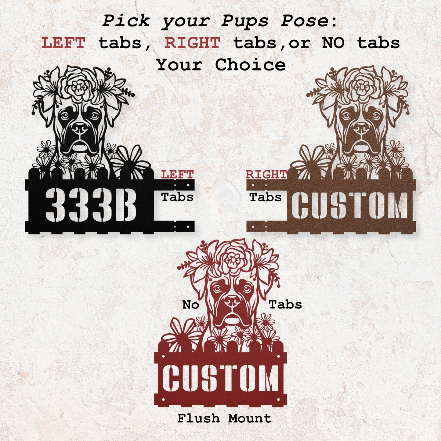 Boxer Custom Metal House Number Sign
